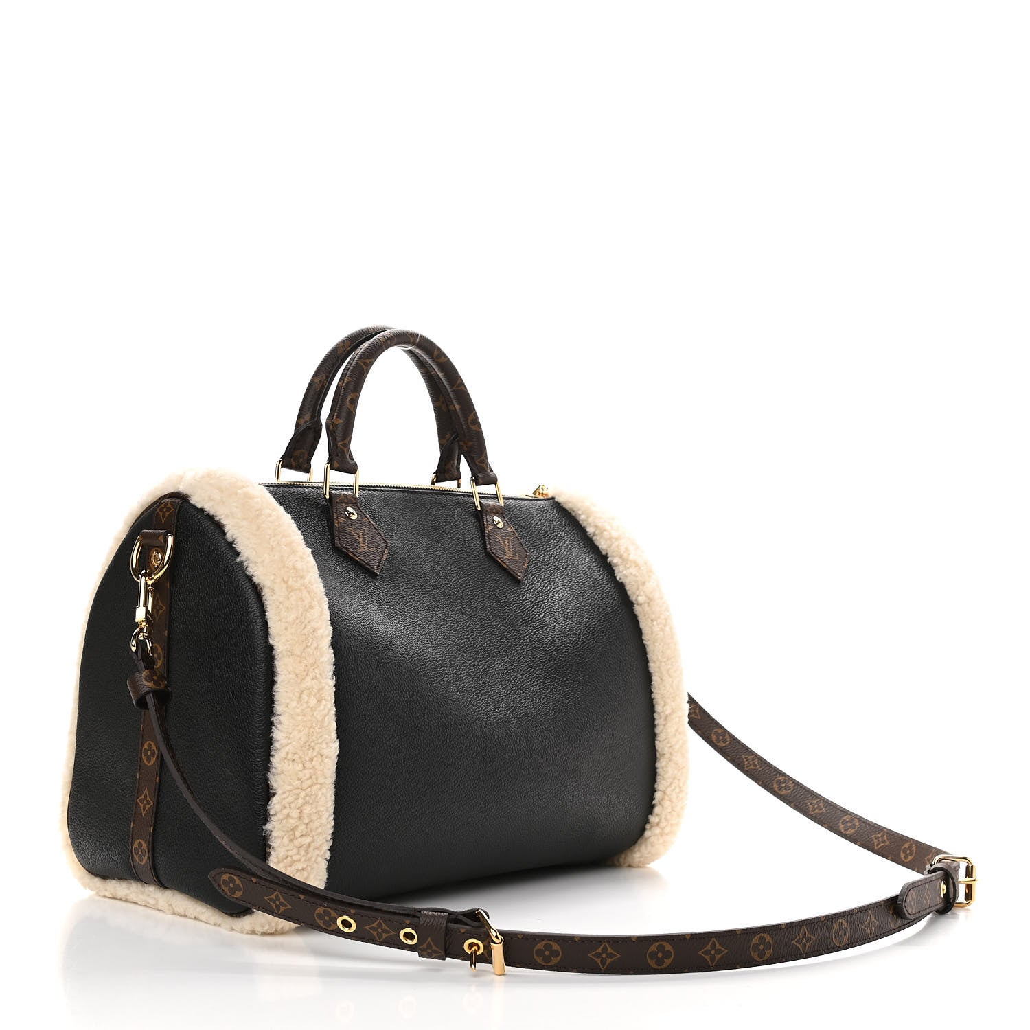 Louis Vuitton Calfskin Monogram Teddy Speedy Bandouliere 30 Black 3 of 9