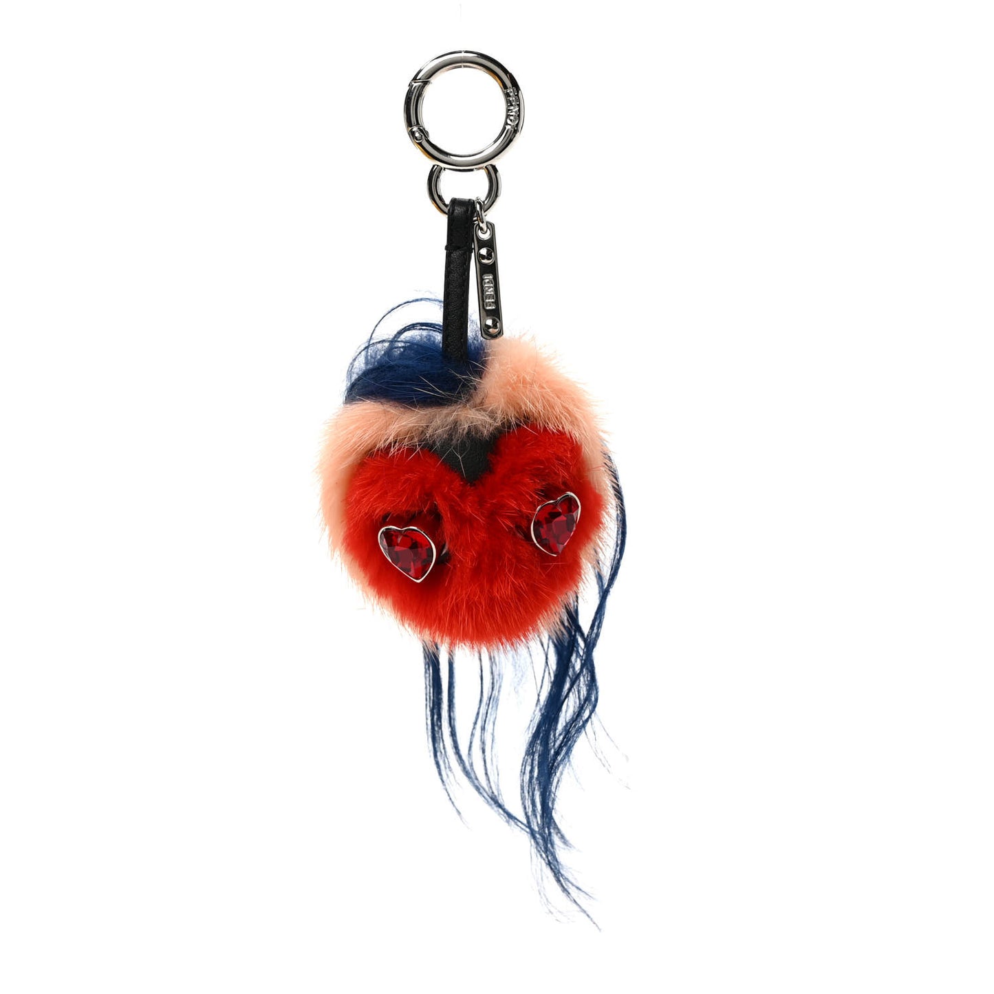 Goat Mink Fur Heart Bag Bug Charm Red Multicolor
