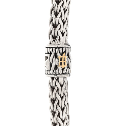 John Hardy Sterling Silver 18K Yellow Gold Diamond 7.5mm Classic Chain Necklace 4 of 5