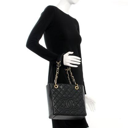 Chanel Caviar Quilted Petit Shopping Tote PST Black 2 of 10