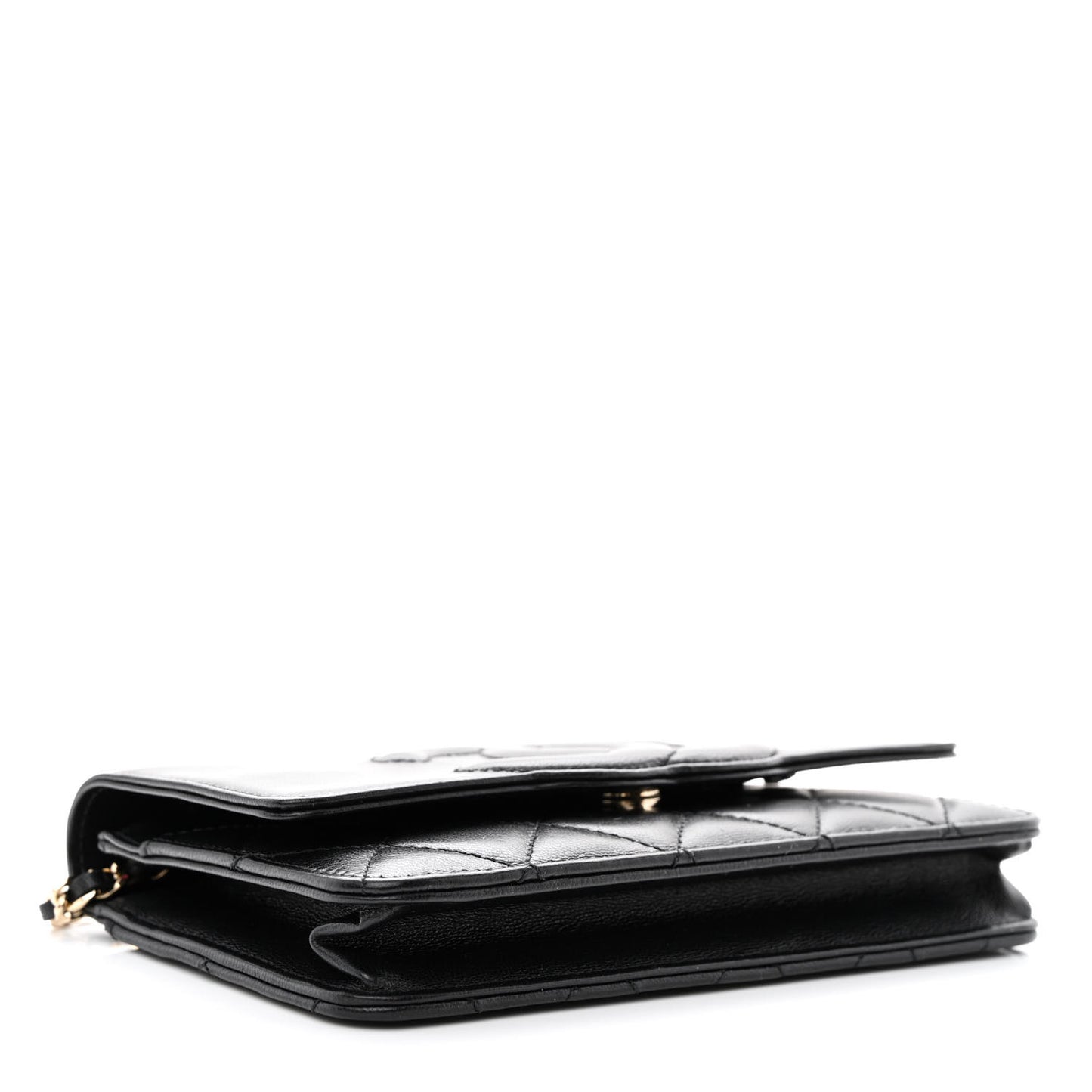 Goatskin Quilted Timeless CC Wallet On Chain WOC Black