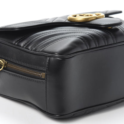 Gucci Calfskin Matelasse Sylvie Web Small GG Marmont Top Handle Shoulder Bag Black 5 of 9
