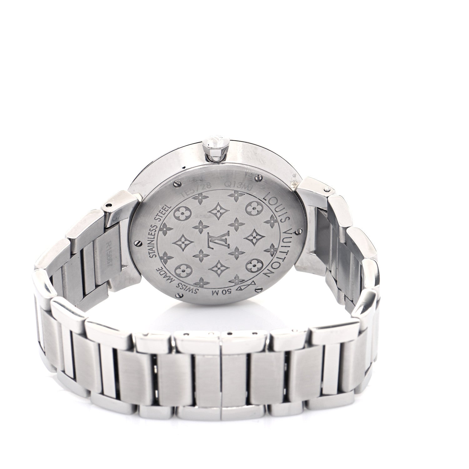 Louis Vuitton Stainless Steel Diamond 33mm Tambour Slim Quartz Watch 4 of 6