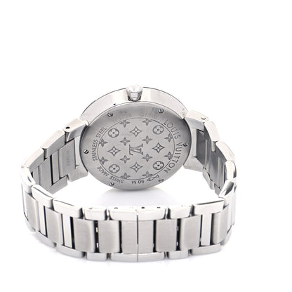 Louis Vuitton Stainless Steel Diamond 33mm Tambour Slim Quartz Watch 4 of 6