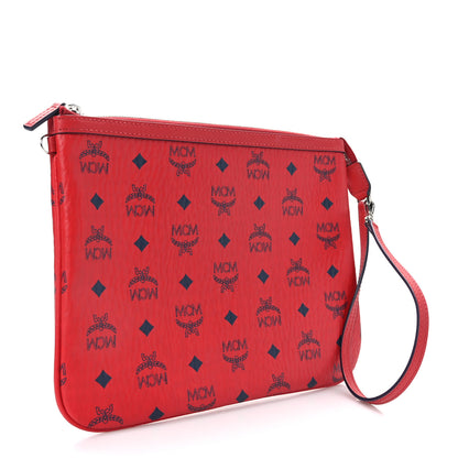 MCM Visetos Liz Shopper Tote Pouch Ruby Red 3 of 6
