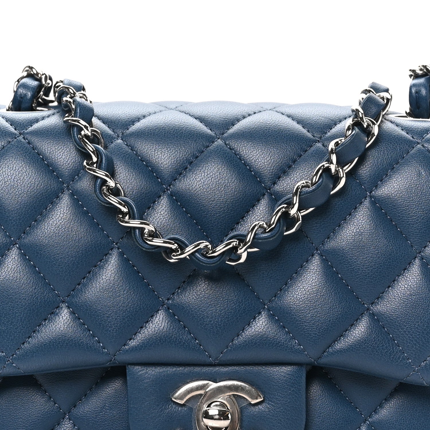 Chanel Lambskin Quilted Mini Square Flap Navy 8 of 10
