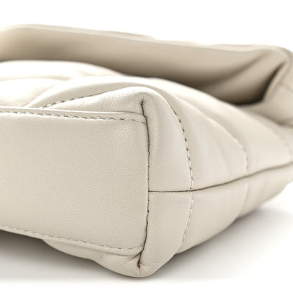 Saint Laurent Lambskin Monogram Loulou Puffer Pouch Clutch Crema Soft 10 of 10