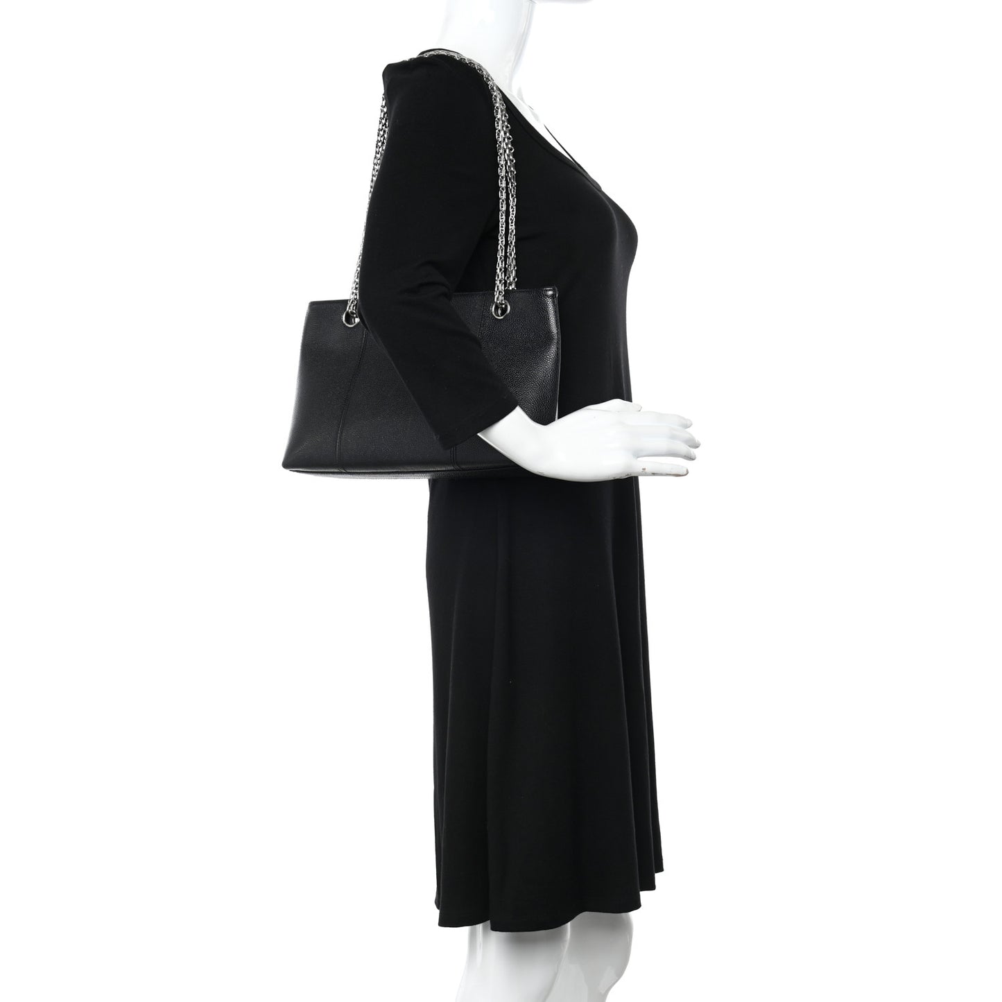Grained Calfskin Bijoux Chain Shoulder Bag Black