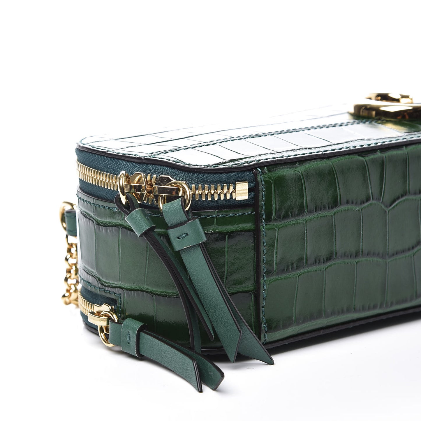 Calfskin Crocodile Embossed Mini C Vanity Bag Woodsy Green