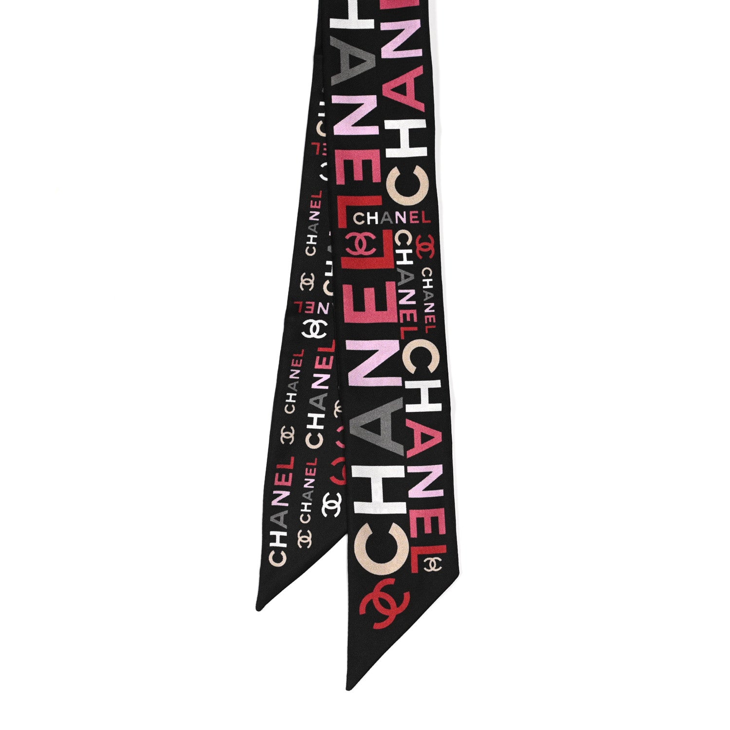 Chanel Silk Twill Slim Logo Bandeau Scarf Black 2 of 4
