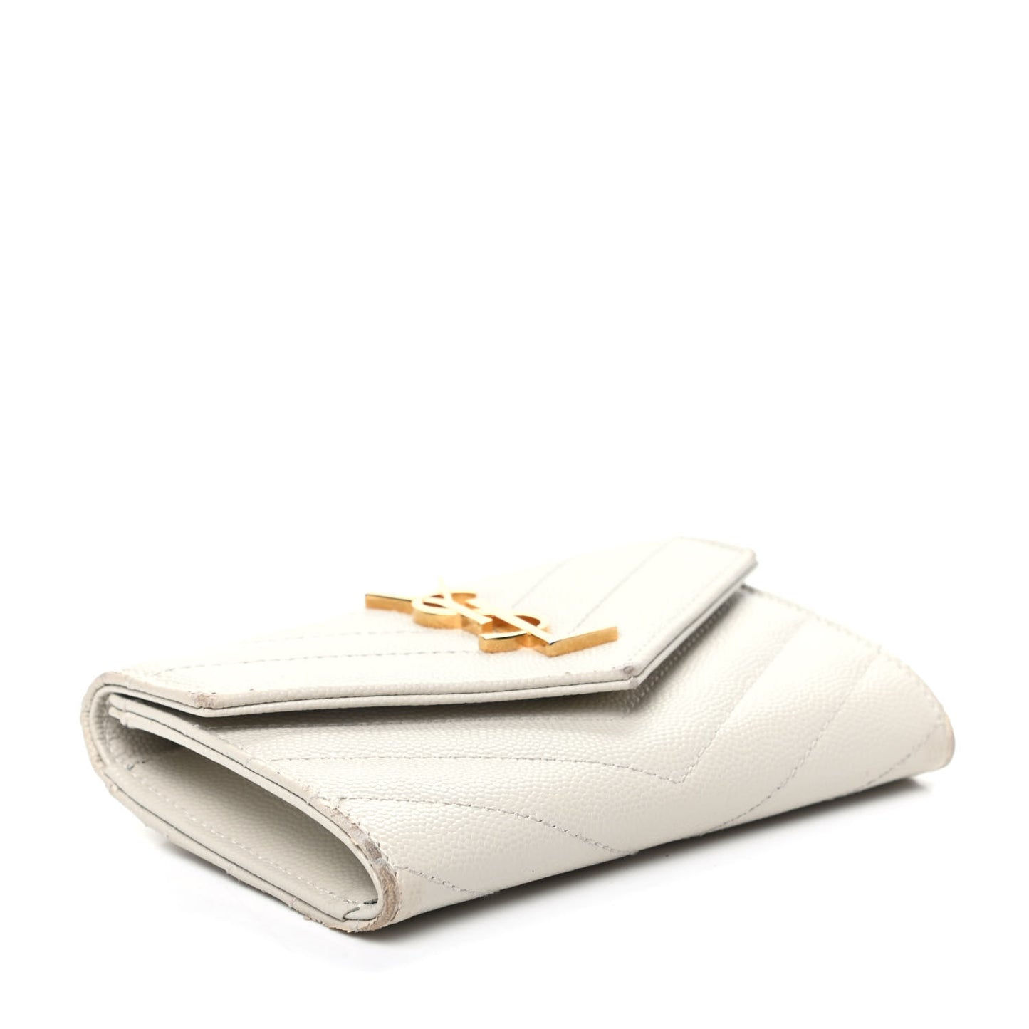 Grain De Poudre Matelasse Chevron Small Monogram Envelope Wallet Crema Soft