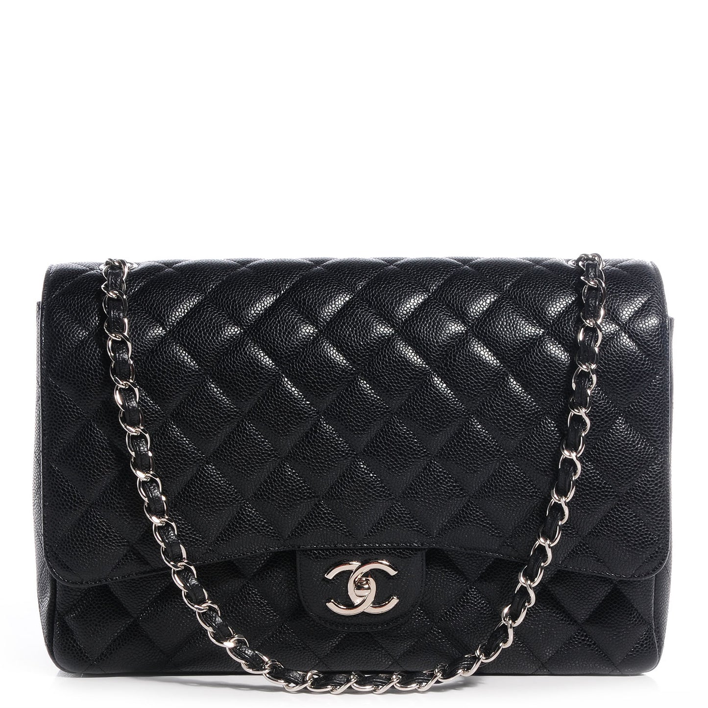 Caviar Quilted Maxi Double Flap Black