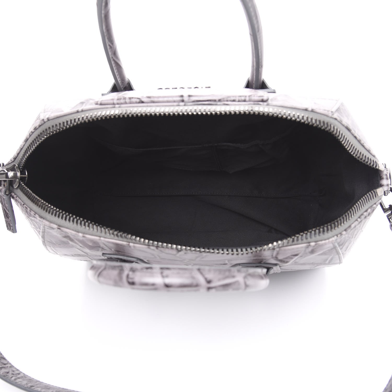 Givenchy Calfskin Crocodile Embossed 3D Stud Medium Antigona Storm Grey 4 of 10