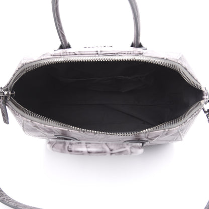 Givenchy Calfskin Crocodile Embossed 3D Stud Medium Antigona Storm Grey 4 of 10