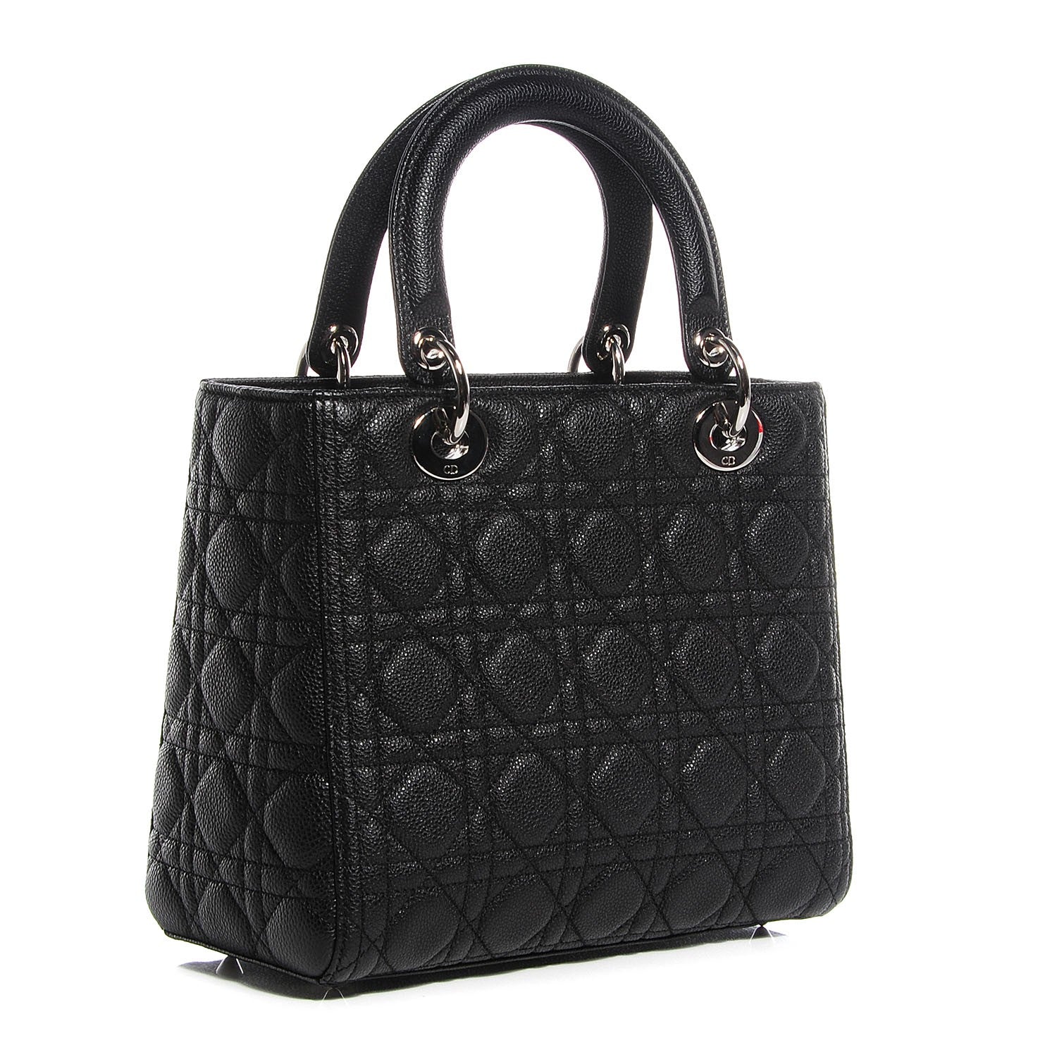 Christian Dior Grained Calfskin Cannage Medium Lady Dior Black 3 of 8