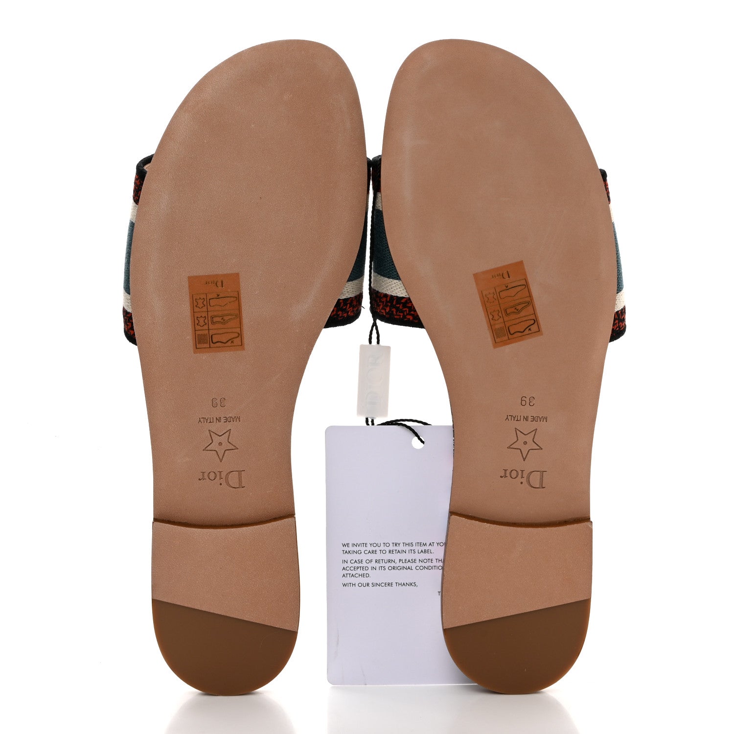 Christian Dior Canvas Embroidered Zodiac Dway Mules Slide Sandals 39 Latte Multicolor 5 of 9