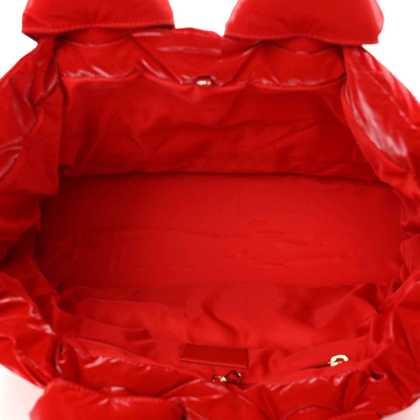 Nylon Padded Gloss Large Cabamoon Tote Red
