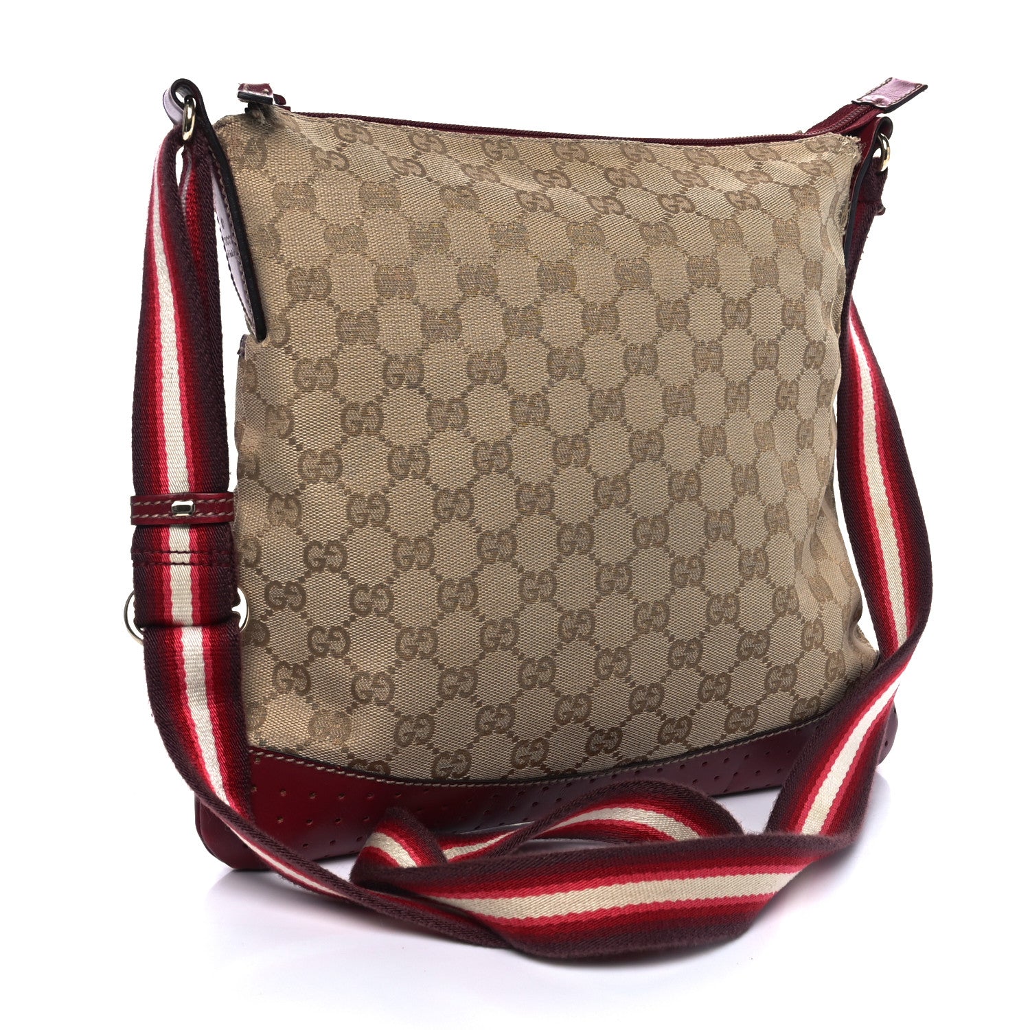 Gucci Monogram Calfskin Perforated Medium Flat Messenger Bag Red 3 of 12