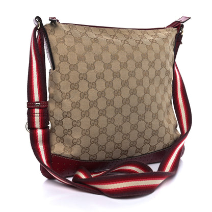 Gucci Monogram Calfskin Perforated Medium Flat Messenger Bag Red 3 of 12