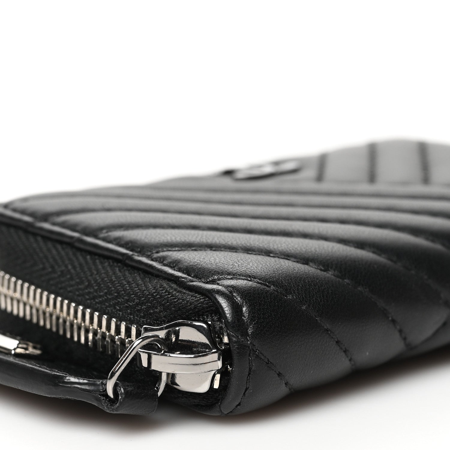 Chanel Lambskin Quilted Crossing Zip Around Coin Purse Black 8 of 10