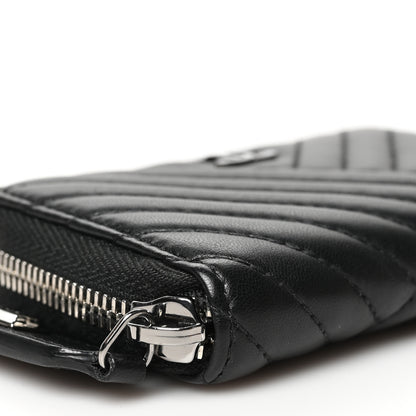 Chanel Lambskin Quilted Crossing Zip Around Coin Purse Black 8 of 10