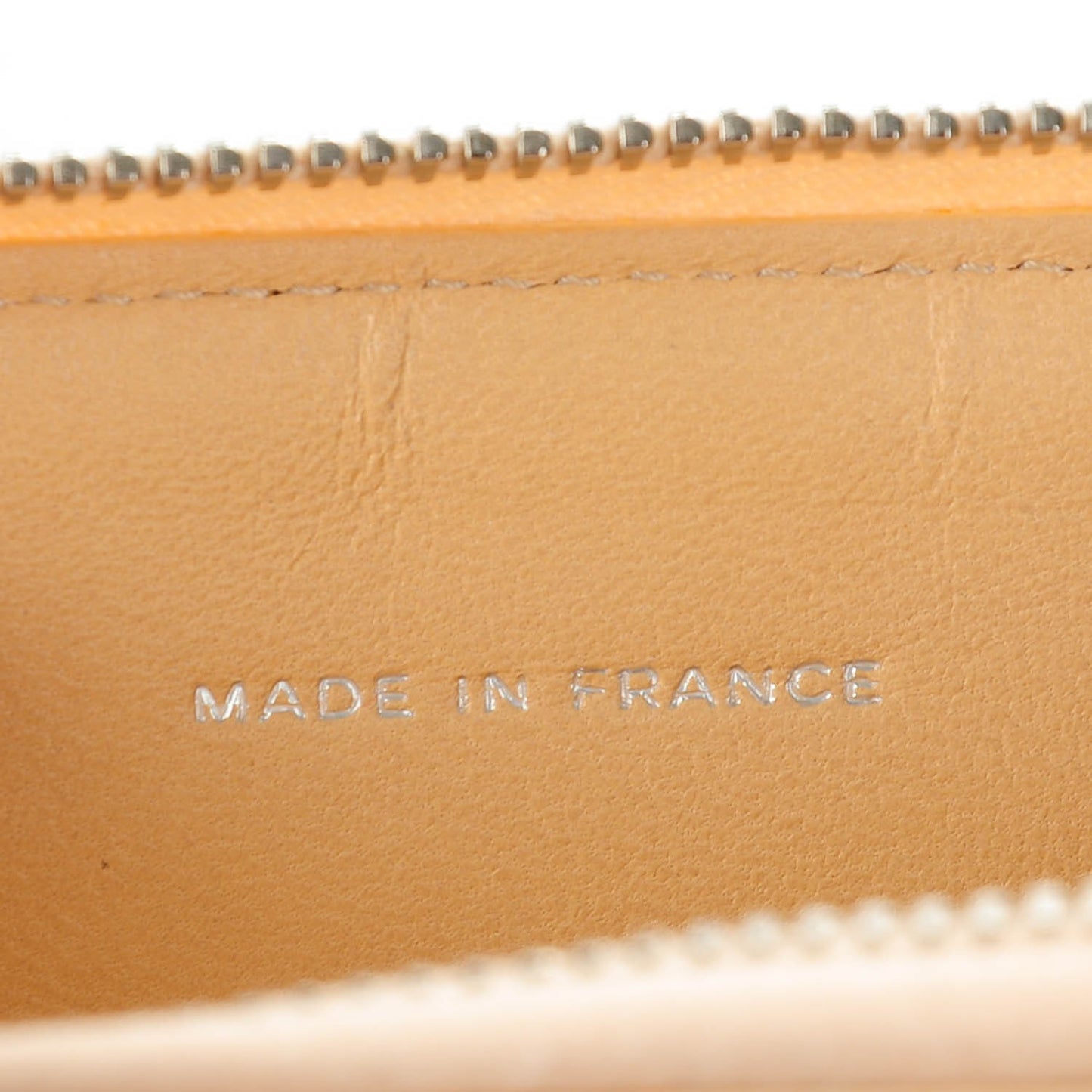 Lambskin Quilted Zip Around Card Holder Beige Clair