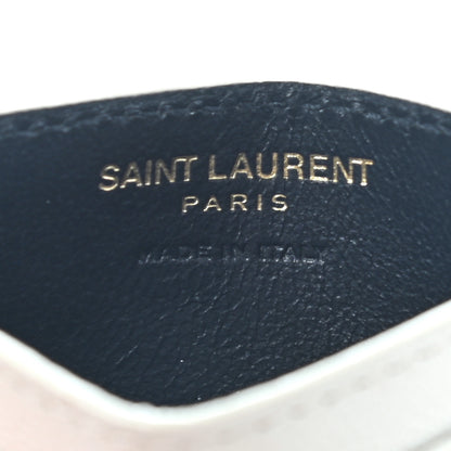 Saint Laurent Grain De Poudre Matelasse Chevron Monogram Credit Card Case Crema Soft 6 of 11