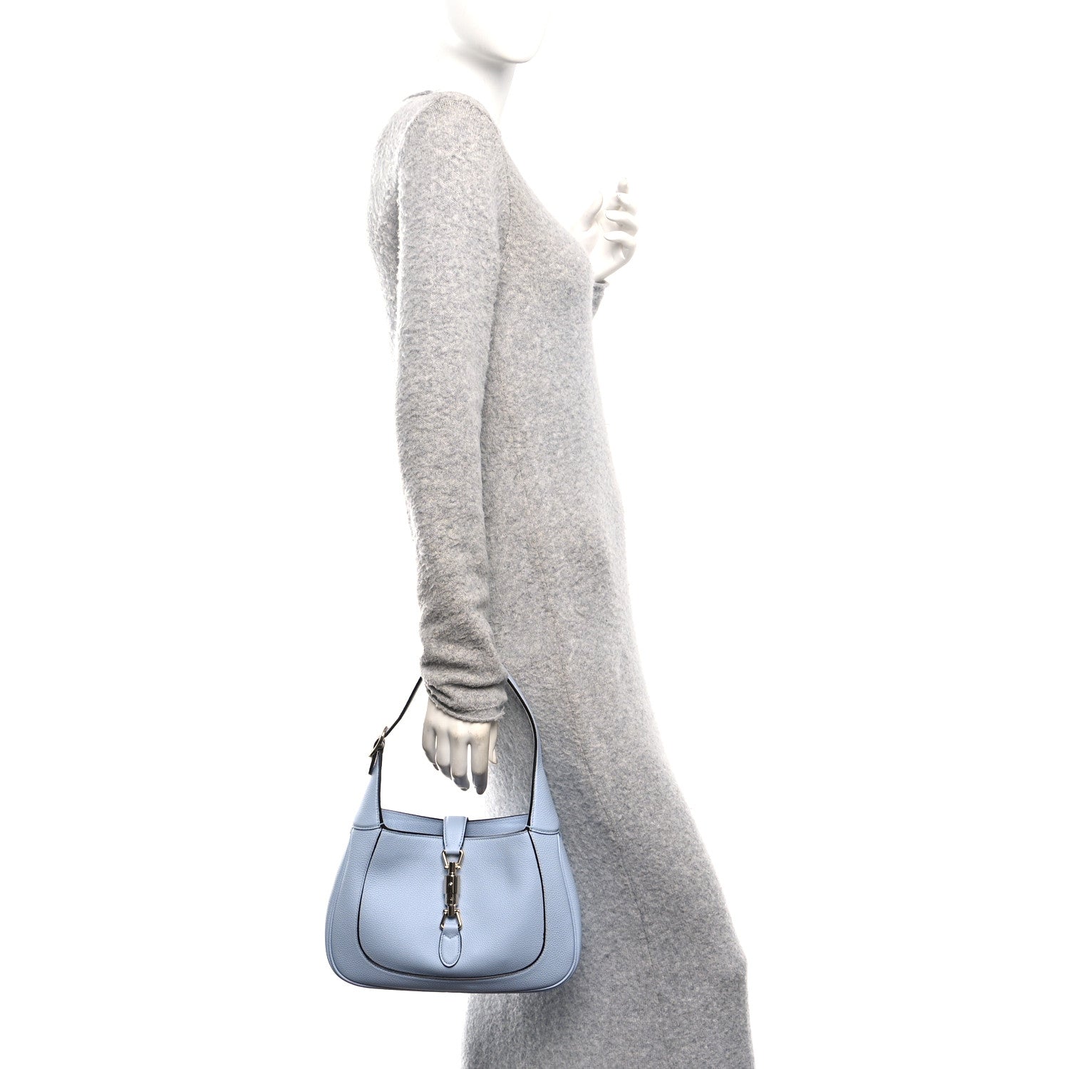 Gucci Grained Calfskin Web Medium Jackie 1961 Hobo Light Blue 2 of 9