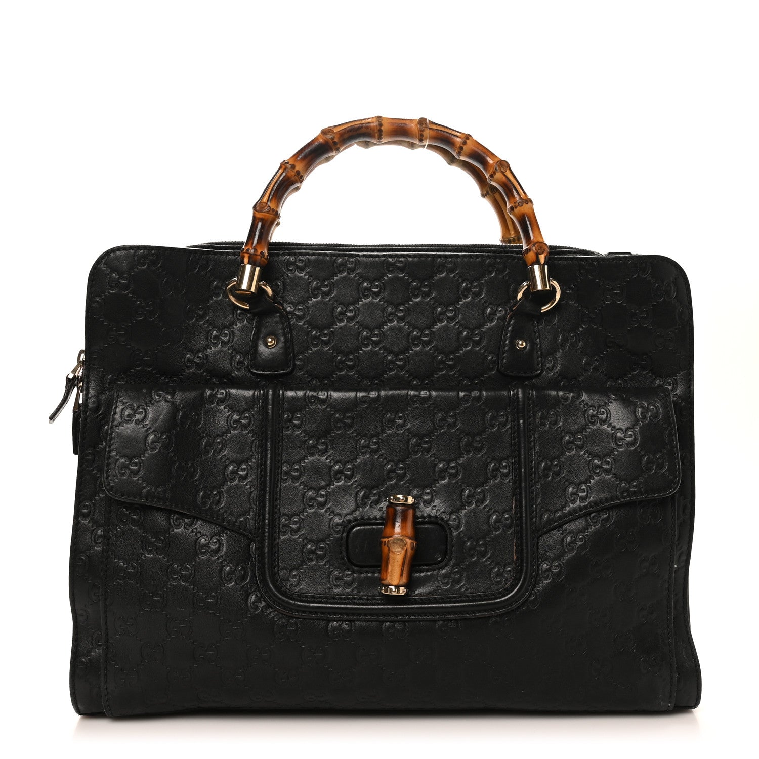Gucci Guccissima Bamboo Messenger Bag Black 1 of 13