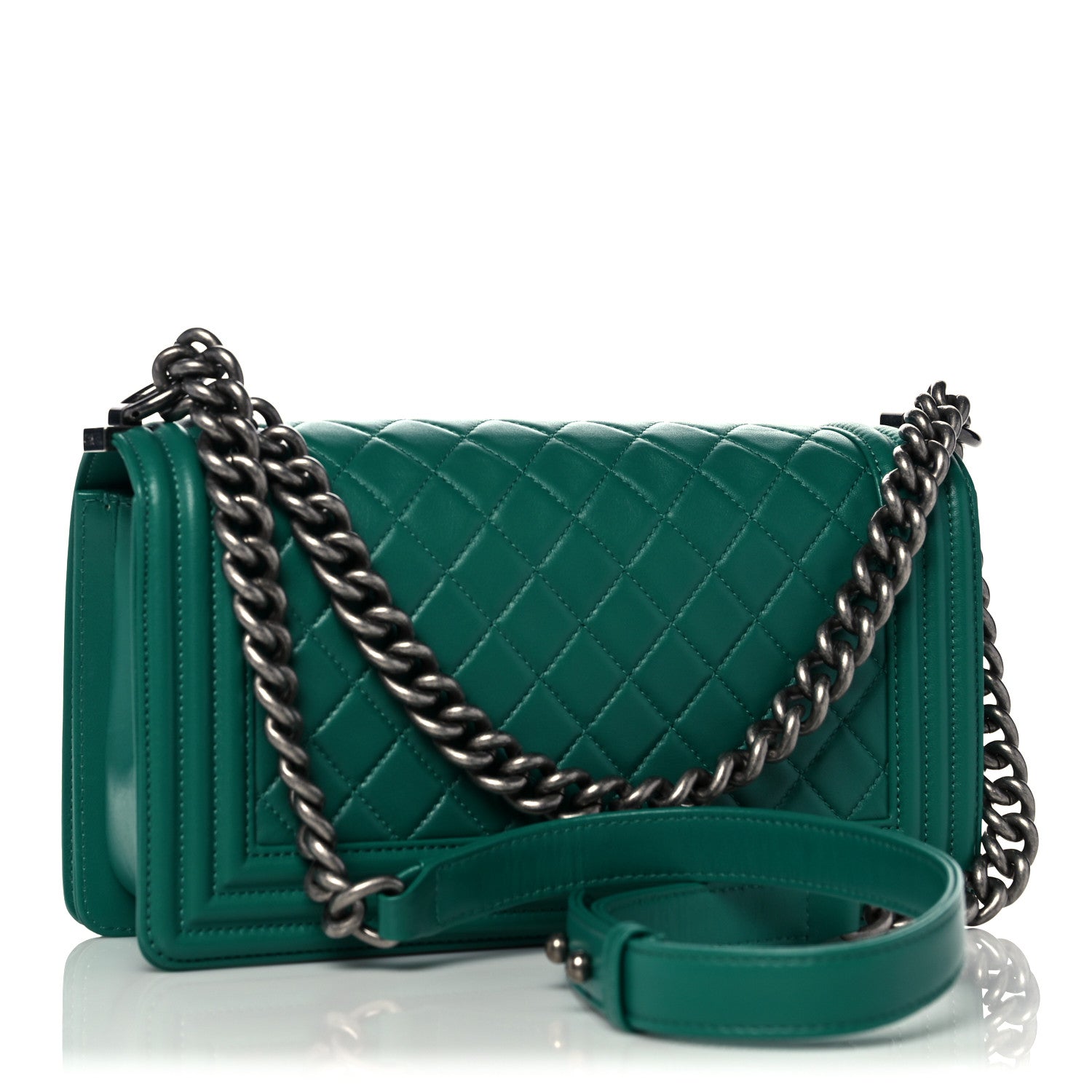 Chanel Lambskin Quilted Medium Boy Flap Green 3 of 12