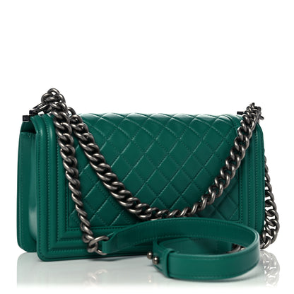 Chanel Lambskin Quilted Medium Boy Flap Green 3 of 12
