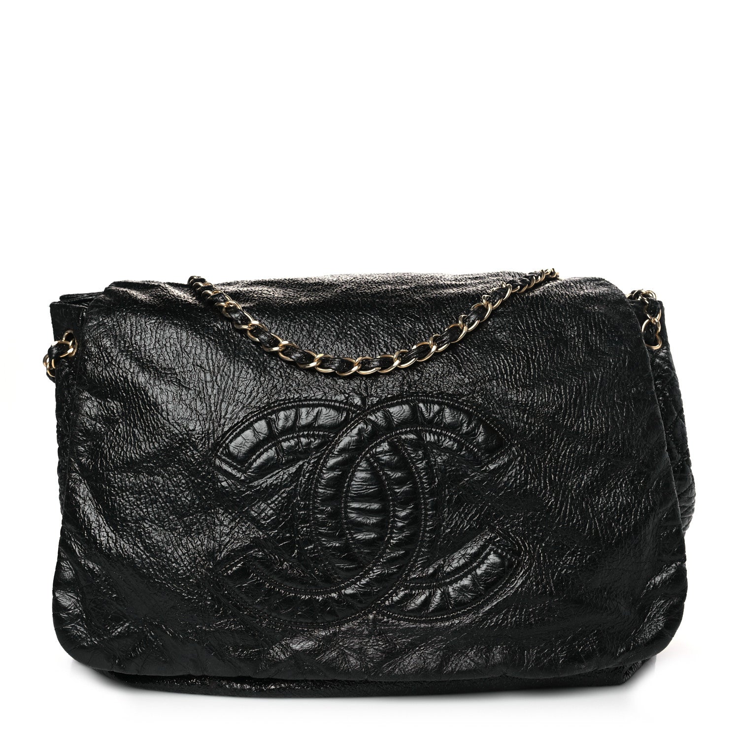Chanel Vinyl XL Rock and Chain Flap Black 1 of 9