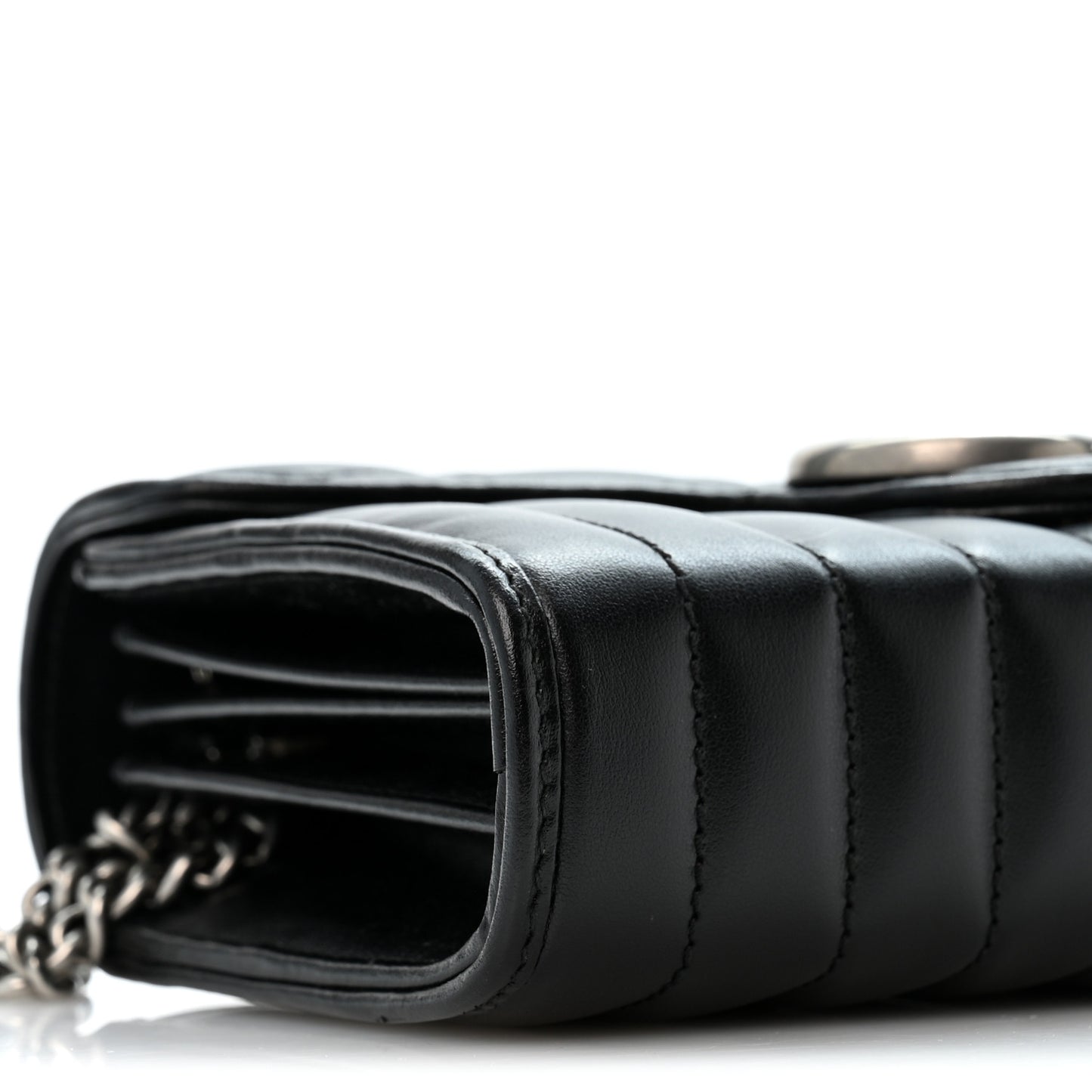 Calfskin Matelasse Aria GG Marmont Chain Wallet Black