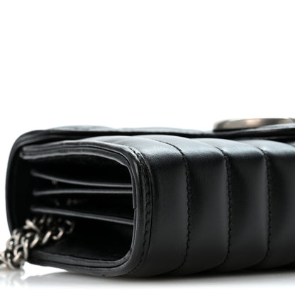 Gucci Calfskin Matelasse Aria GG Marmont Chain Wallet Black 9 of 13