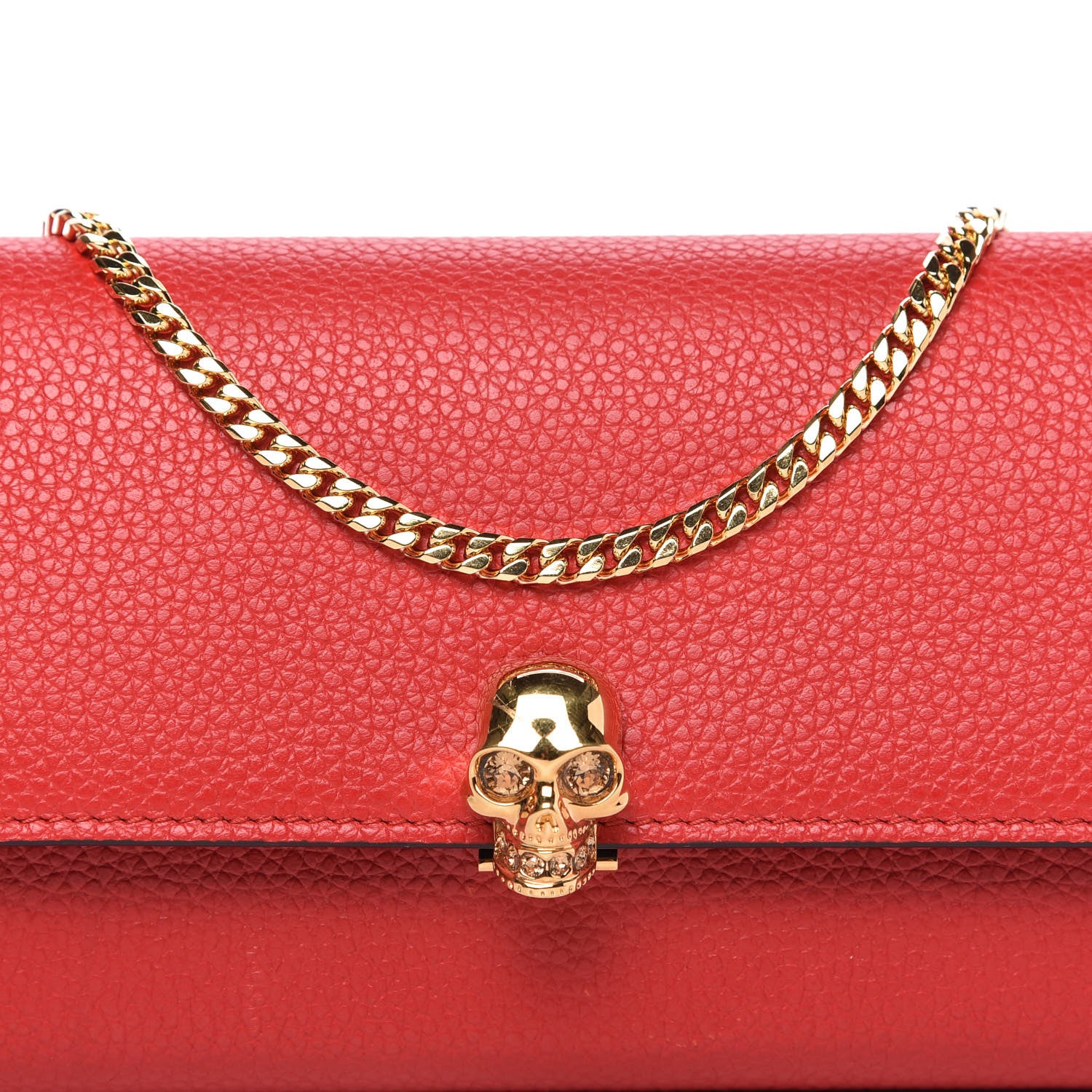 Alexander McQueen Pebbled Calfskin Skull Wallet on Chain Red 9 of 9