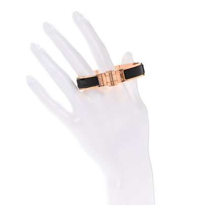 Hermes Enamel Charniere Uni Narrow Hinged Bracelet S Black 2 of 5