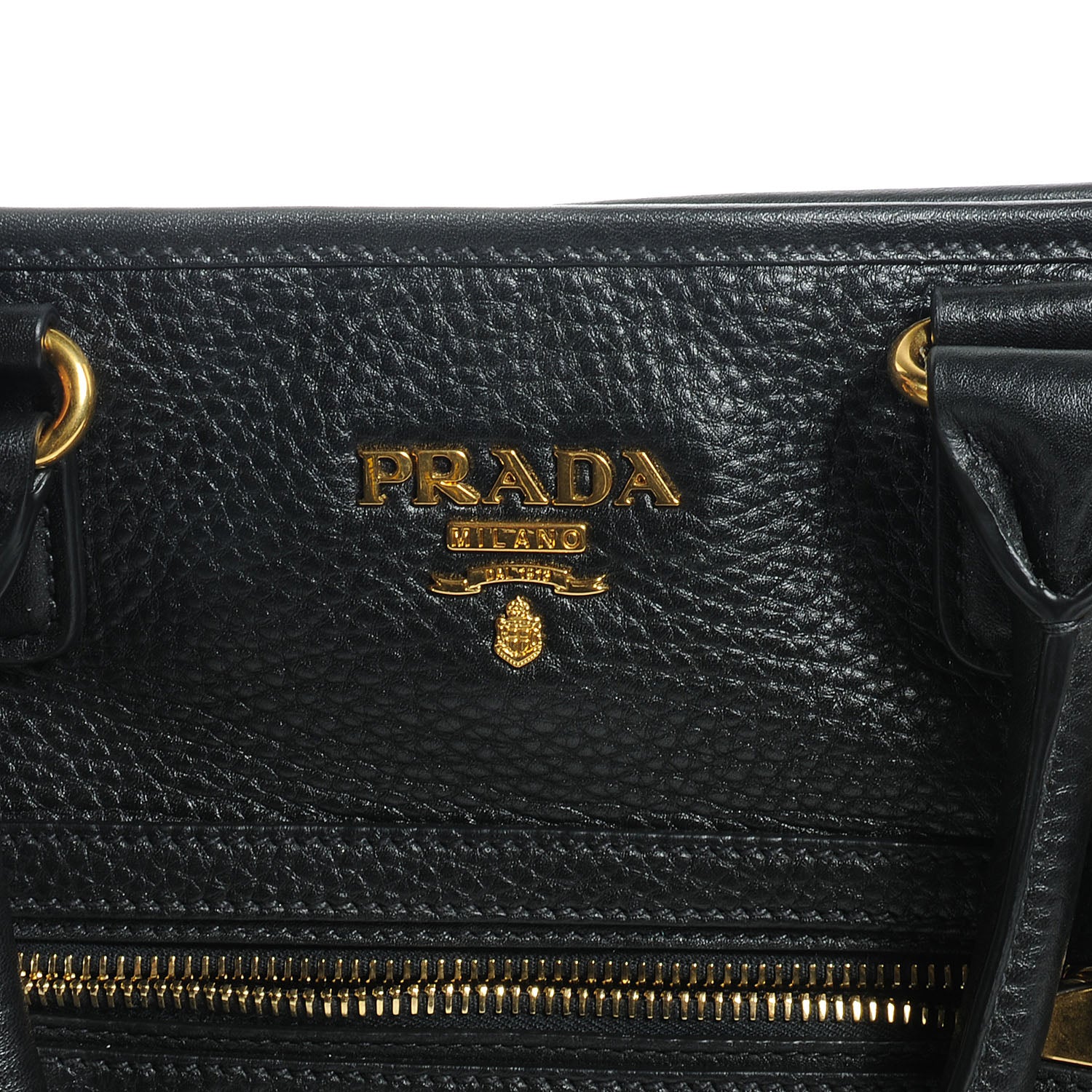 Prada Deerskin Zipper Detail Tote Black 5 of 9