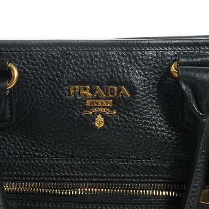 Prada Deerskin Zipper Detail Tote Black 5 of 9