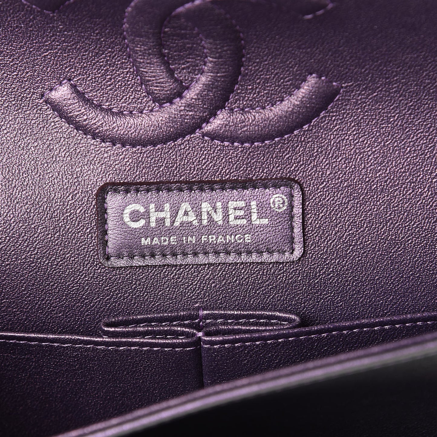 Iridescent Lambskin Quilted Medium Double Flap Dark Purple