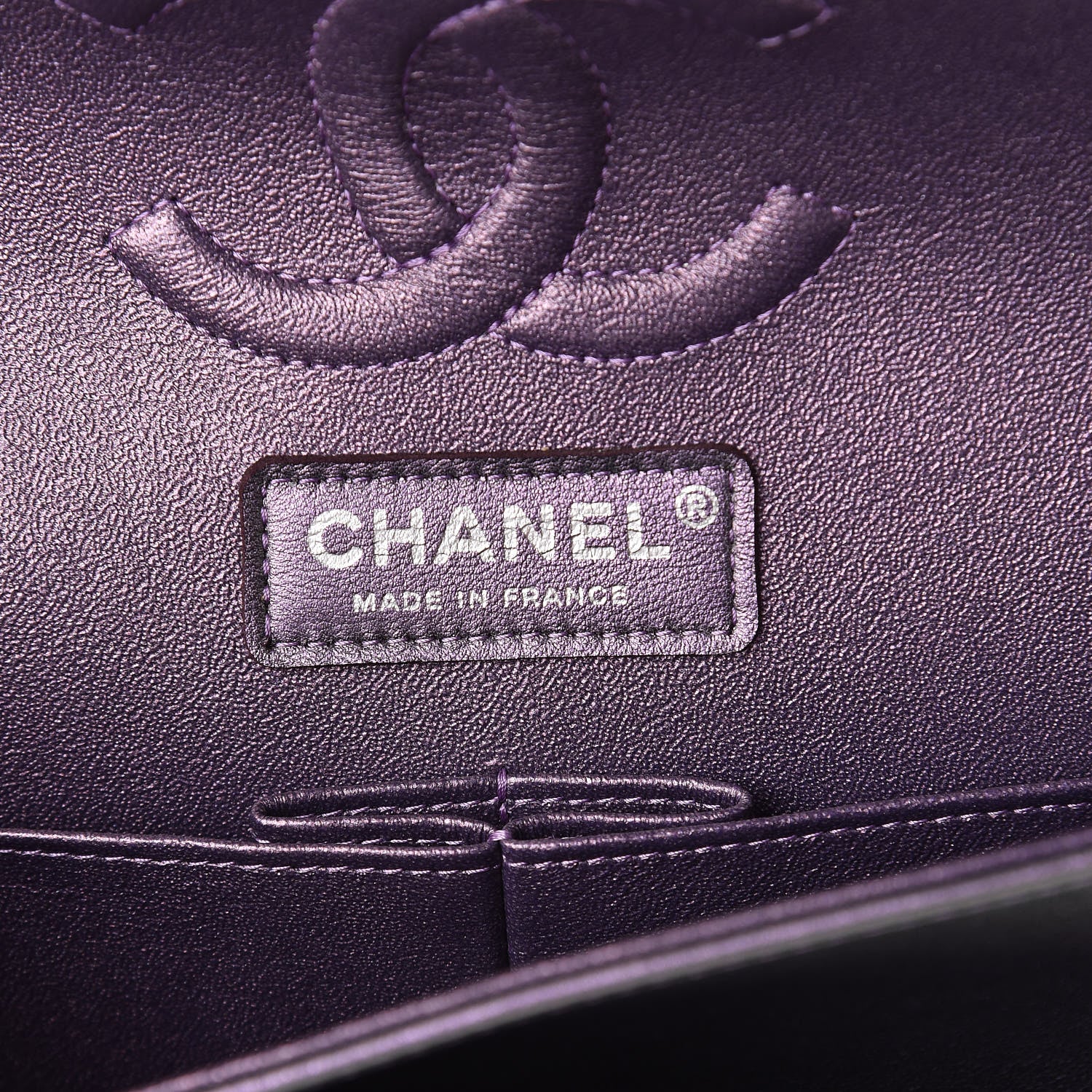 Chanel Iridescent Lambskin Quilted Medium Double Flap Dark Purple 8 of 11