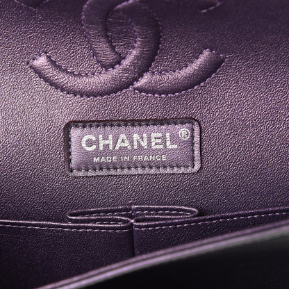 Chanel Iridescent Lambskin Quilted Medium Double Flap Dark Purple 8 of 11
