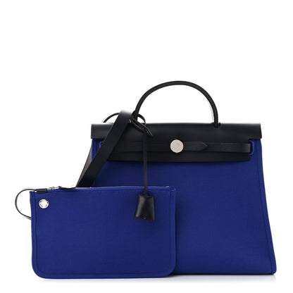 Hermes Vache Hunter Toile Herbag Zip 31 PM Bleu Electrique Bleu Indigo 1 of 14