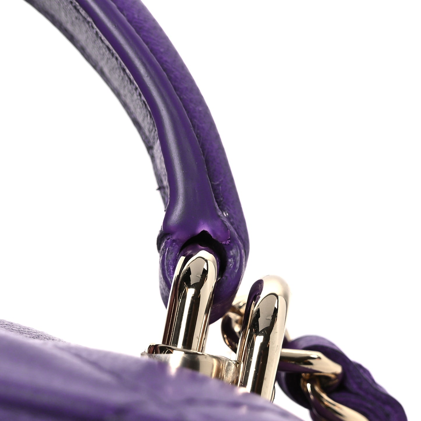 Lambskin Quilted Top Handle Mini Vanity Case With Chain Purple