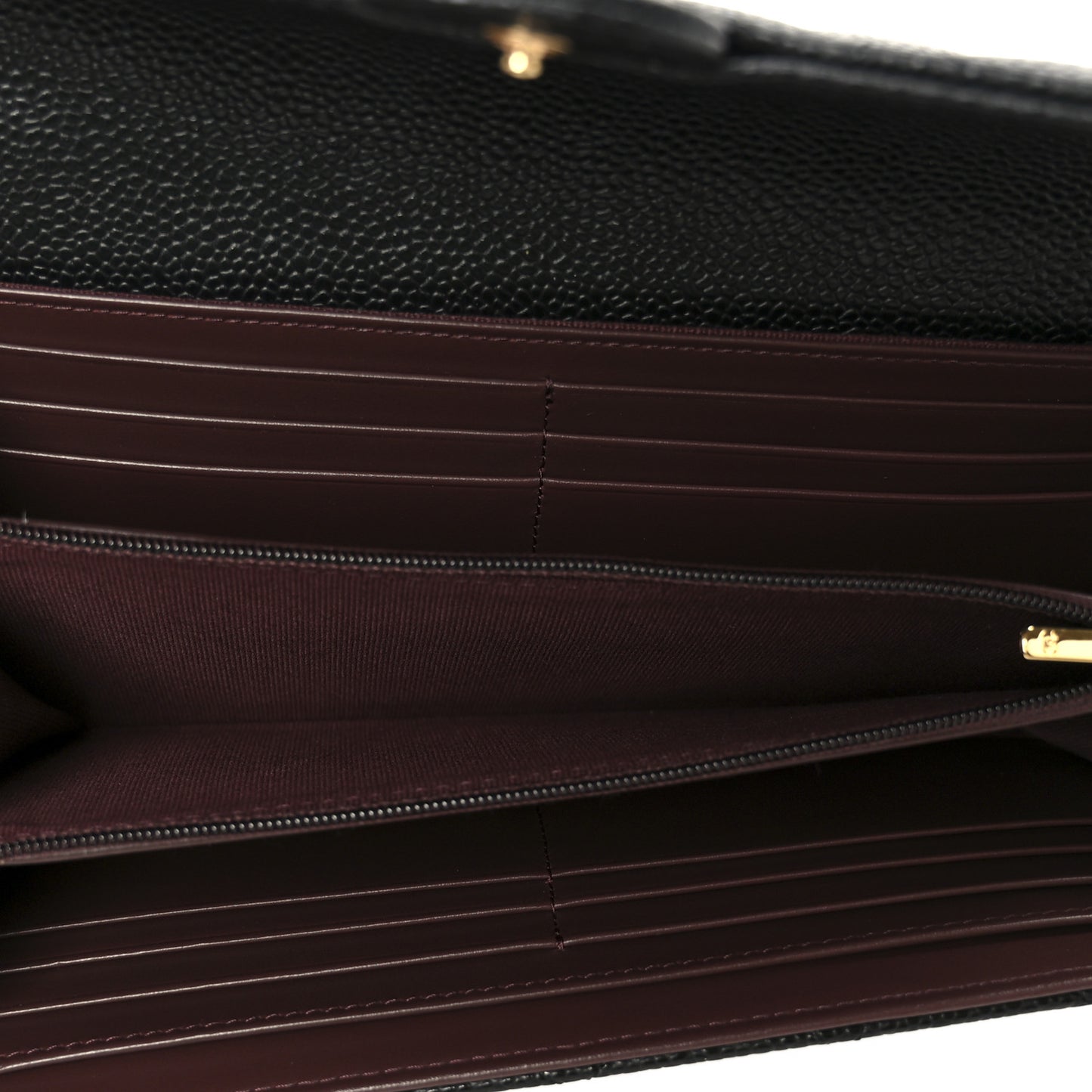 Caviar Quilted Large Gusset Flap Wallet Black