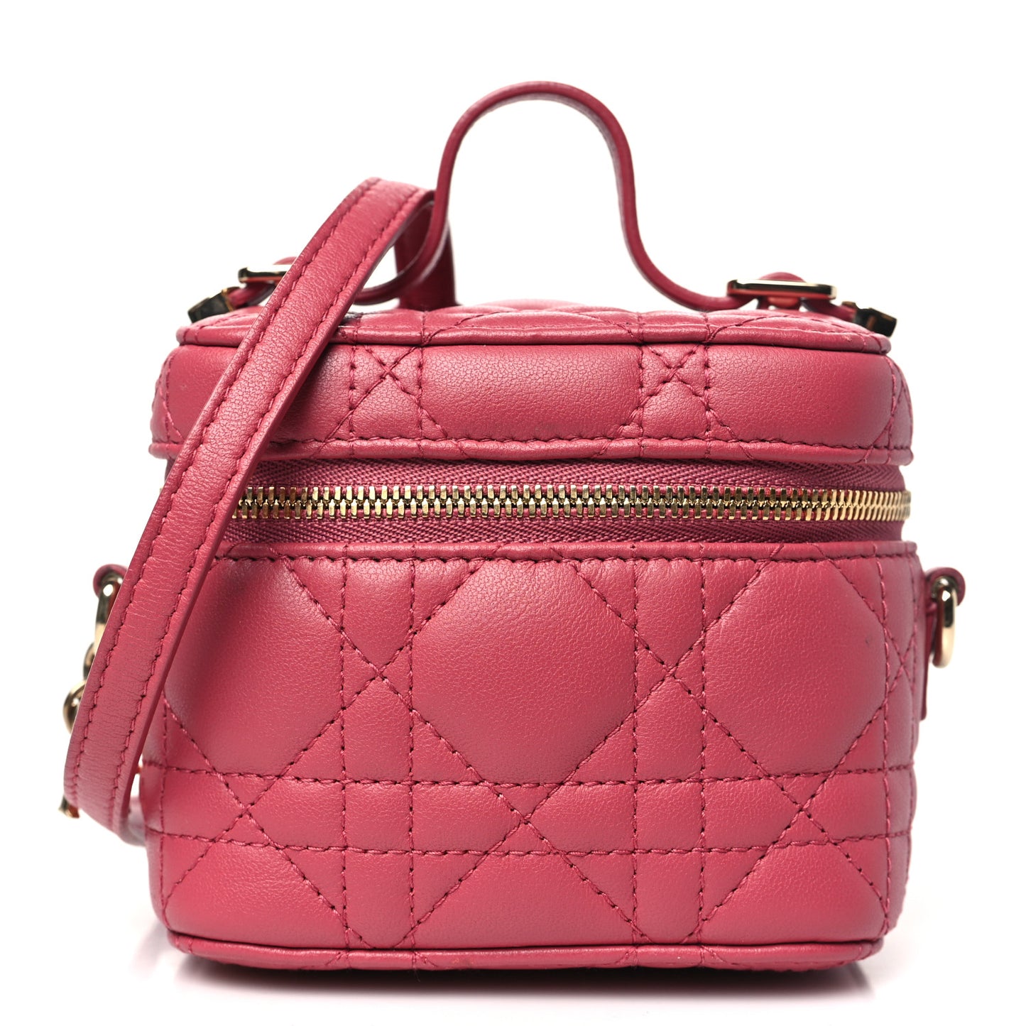 Lambskin Cannage Micro Vanity Case Strawberry Pink