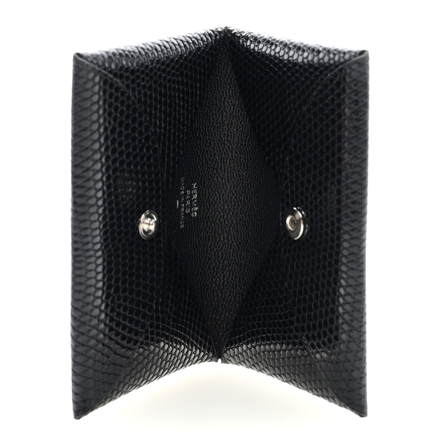 Hermes Lizard Calvi Card Case Black 5 of 6