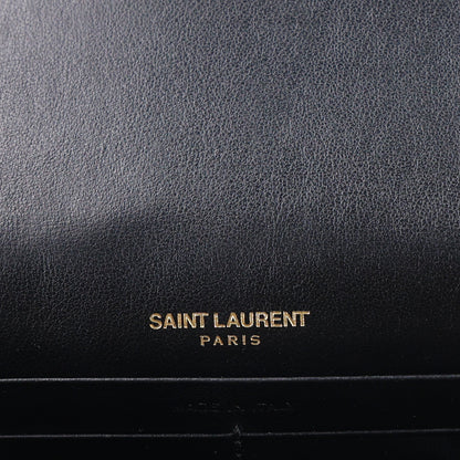 Saint Laurent Calfskin Crocodile Embossed Kate Monogram Tassel Chain Wallet Black 5 of 10