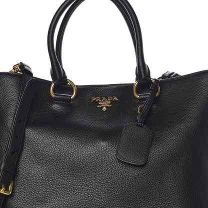 Prada Vitello Daino Side Zip Tote Black 11 of 11