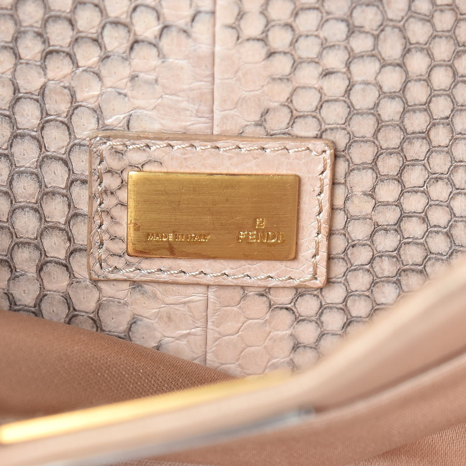 Fendi Satin Watersnake Mini Peekaboo Iconic Satchel Beige 8 of 16