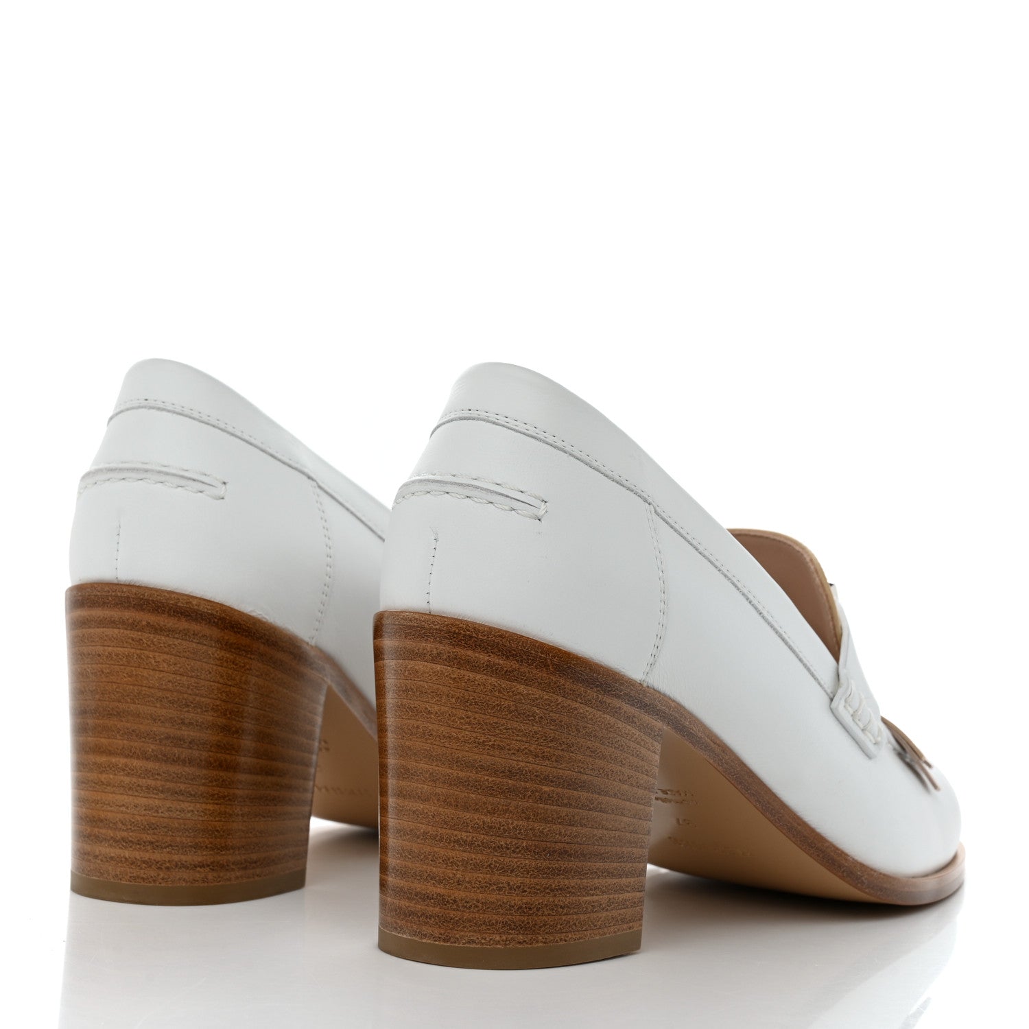 Hermes Calfskin Womens Elysee 70 Moccasin Loafer Pumps 37 White 4 of 9